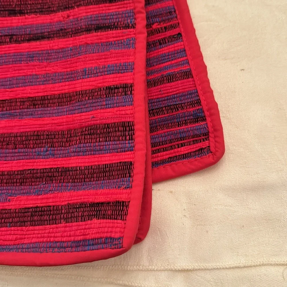 Thai hilltribe crossbody bag and/or lunchbox. Mostly red, with blue & black (mlb